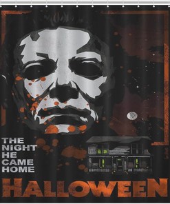 Michael Myers Heat Transfer Shower Curtain for Halloween Bathroom Decor