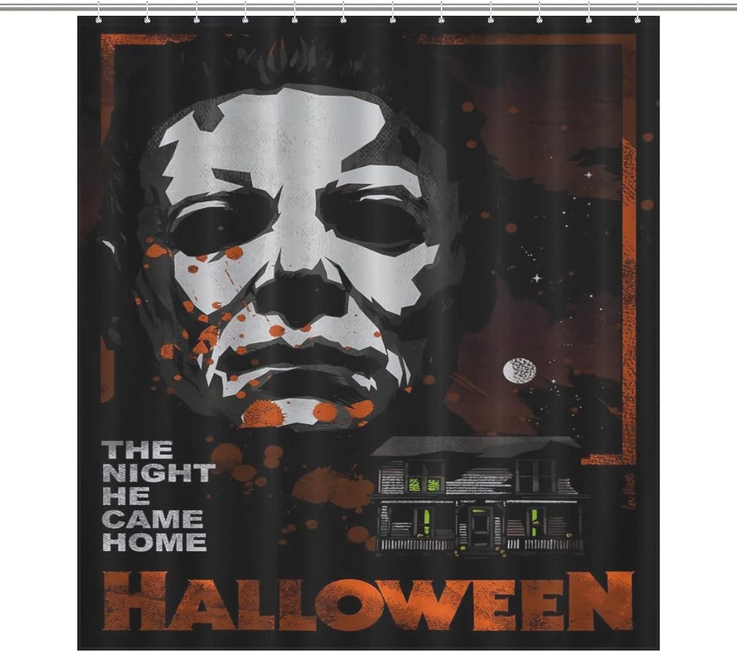 Michael Myers Heat Transfer Shower Curtain for Halloween Bathroom Decor
