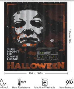 Michael Myers Heat Transfer Shower Curtain for Halloween Bathroom Decor