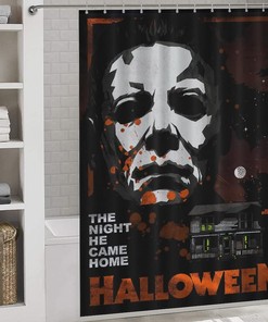 Michael Myers Heat Transfer Shower Curtain for Halloween Bathroom Decor