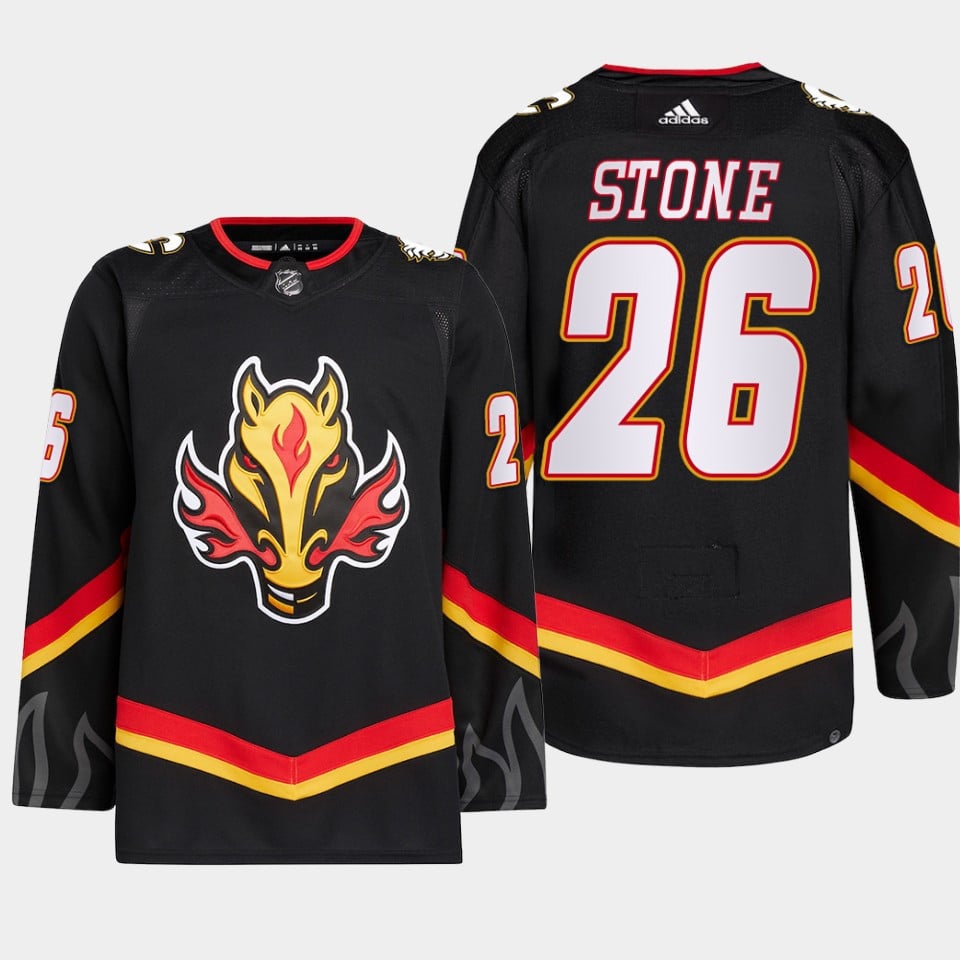 Michael Stone 26 Calgary Flames Black Jersey 2022-23 Blasty Alternate Primegreen