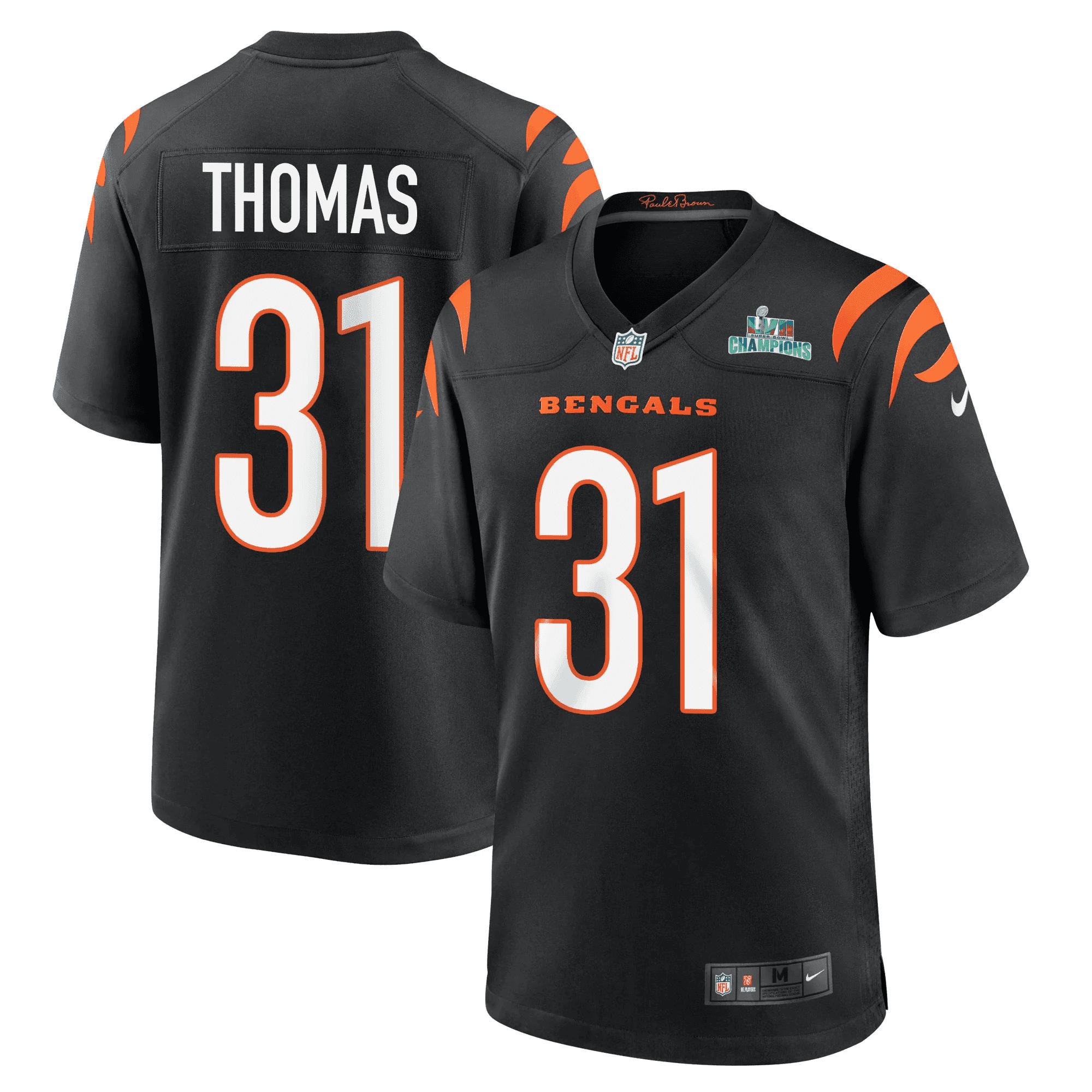 Michael Thomas 31 Cincinnati Bengals Super Bowl LVII Champions Men Game Jersey - Black