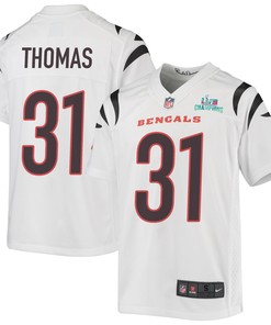 Michael Thomas 31 Cincinnati Bengals Super Bowl LVII Champions Youth Game Jersey - White