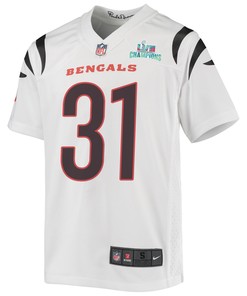 Michael Thomas 31 Cincinnati Bengals Super Bowl LVII Champions Youth Game Jersey - White