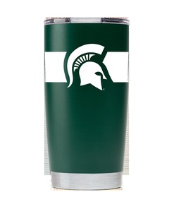 Michigan State Green Stainless Steel Tumbler with Stripes Gift for Fan