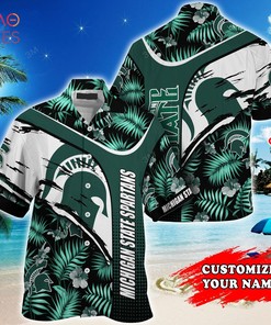 Michigan State Spartans Customized Summer Hawaiian Shirt, With Tropical Pattern for Fans