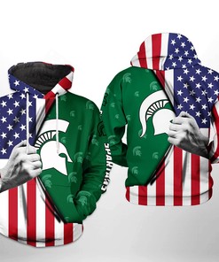 Michigan State Spartans NCAA US Flag 3D Printed Hoodie/Zipper Hoodie