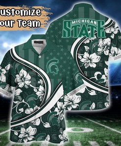 Michigan State Spartans NCAA US Flag Flower Hawaii Shirt For Fans