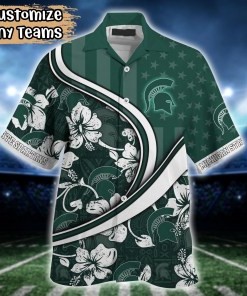 Michigan State Spartans NCAA US Flag Flower Hawaii Shirt For Fans