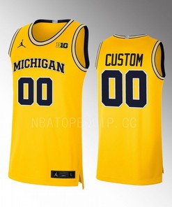 Michigan Wolverines Custom 00 Jersey 2022-23 College Basketball Maize Limited Uniform