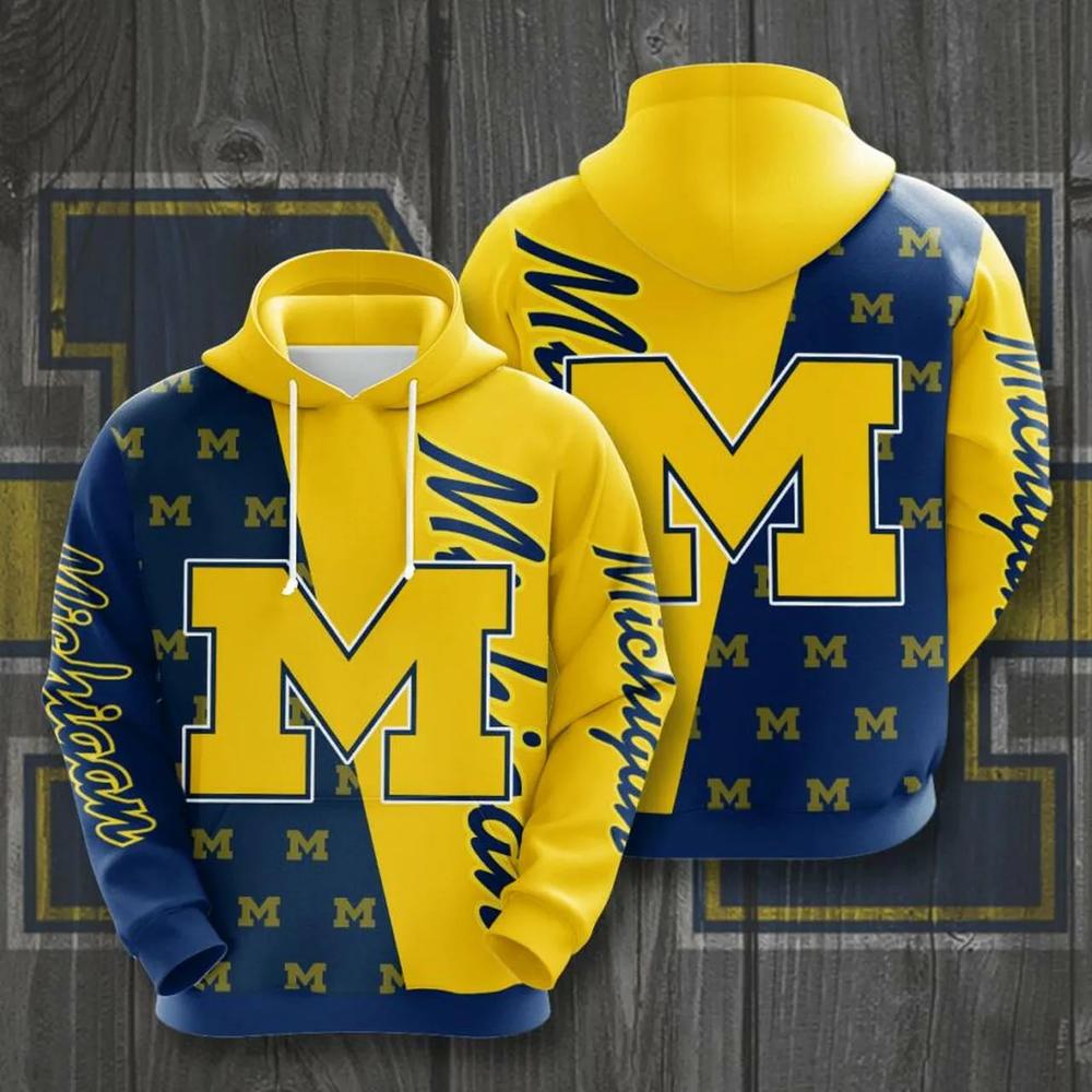 Michigan Wolverines Many Logo American Football for Fan 3D Hoodie Cool Michigan Wolverines Gifts