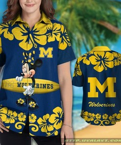 Michigan Wolverines Minnie Mouse Aloha Hawaiian Shirt