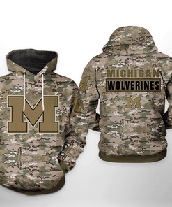 Michigan Wolverines NCAA Camo Veteran 3D Printed Hoodie/Zipper Hoodie