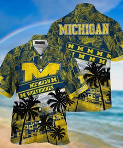 Michigan Wolverines NCAA Palm Tree Pattern Hawaii Shirt For Sports Fans