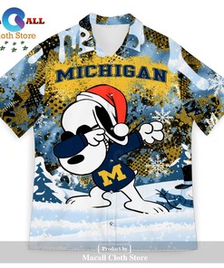 Michigan Wolverines Snoopy Dabbing The Peanuts 3D Hawaiian Shirt
