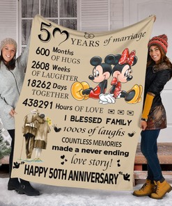 Mickey And Minnie Blanket, Happy 50th Anniversary Gift, Mickey Mouse Blanket For Bed Couch Sofa, Fleece Sherpa Blanket, Couple Gift