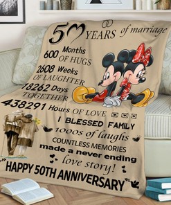 Mickey And Minnie Blanket, Happy 50th Anniversary Gift, Mickey Mouse Blanket For Bed Couch Sofa, Fleece Sherpa Blanket, Couple Gift
