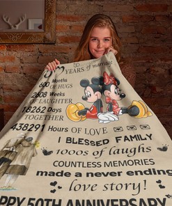 Mickey And Minnie Blanket, Happy 50th Anniversary Gift, Mickey Mouse Blanket For Bed Couch Sofa, Fleece Sherpa Blanket, Couple Gift