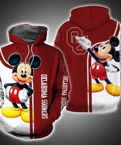 Mickey Mouse Paints Logo Oklahoma Sooners 3D Hoodie Unique Oklahoma Sooners Gifts