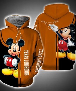 Mickey Mouse Paints Logo Texas Longhorns 3D Hoodie College Baseball Apparel