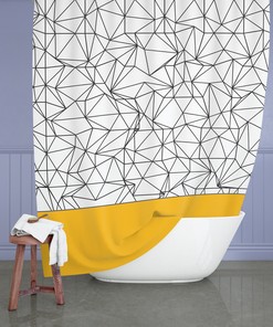 Mid Century Modern Lines Shower Curtain - Fun and Artistic Black and White Bathroom Decor with Boho Design