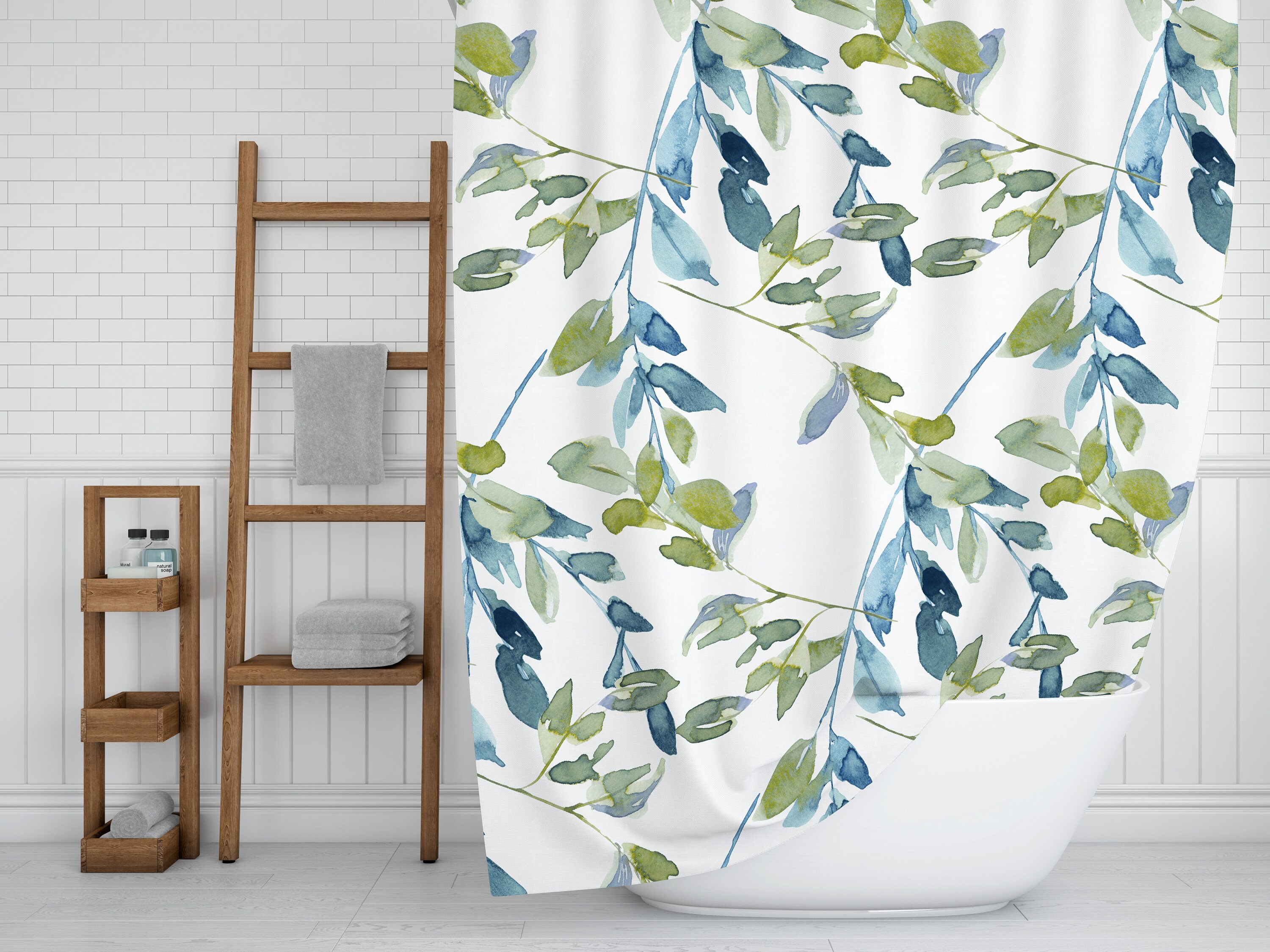 Mid-Century Modern Boho Shower Curtain for Chic Bathroom Decor