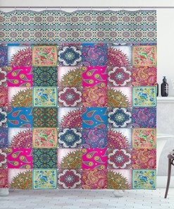 Middle Eastern Boho Paisley Shower Curtain for Unique Bathroom Decor