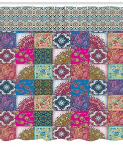 Middle Eastern Boho Paisley Shower Curtain for Unique Bathroom Decor