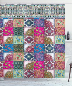 Middle Eastern Boho Paisley Shower Curtain for Unique Bathroom Decor