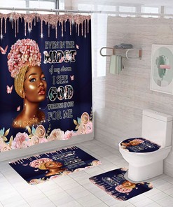 Midst African American Shower Curtain - 4 Piece Set for Bathroom Decor