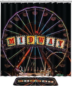 Midway Ferris Wheel Shower Curtain in Waterproof Fabric for Bathroom Decor