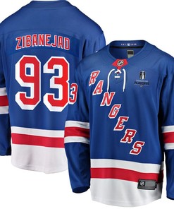 Mika Zibanejad 93 New York Rangers Stanley Cup 2023 Playoffs Patch Home Breakaway Men Jersey - Blue