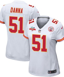 Mike Danna 51 Kansas City Chiefs Super Bowl LVII Champions 3 Stars Women Game Jersey - White