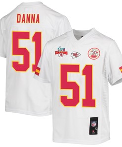 Mike Danna 51 Kansas City Chiefs Super Bowl LVII Champions 3 Stars Youth Game Jersey - White