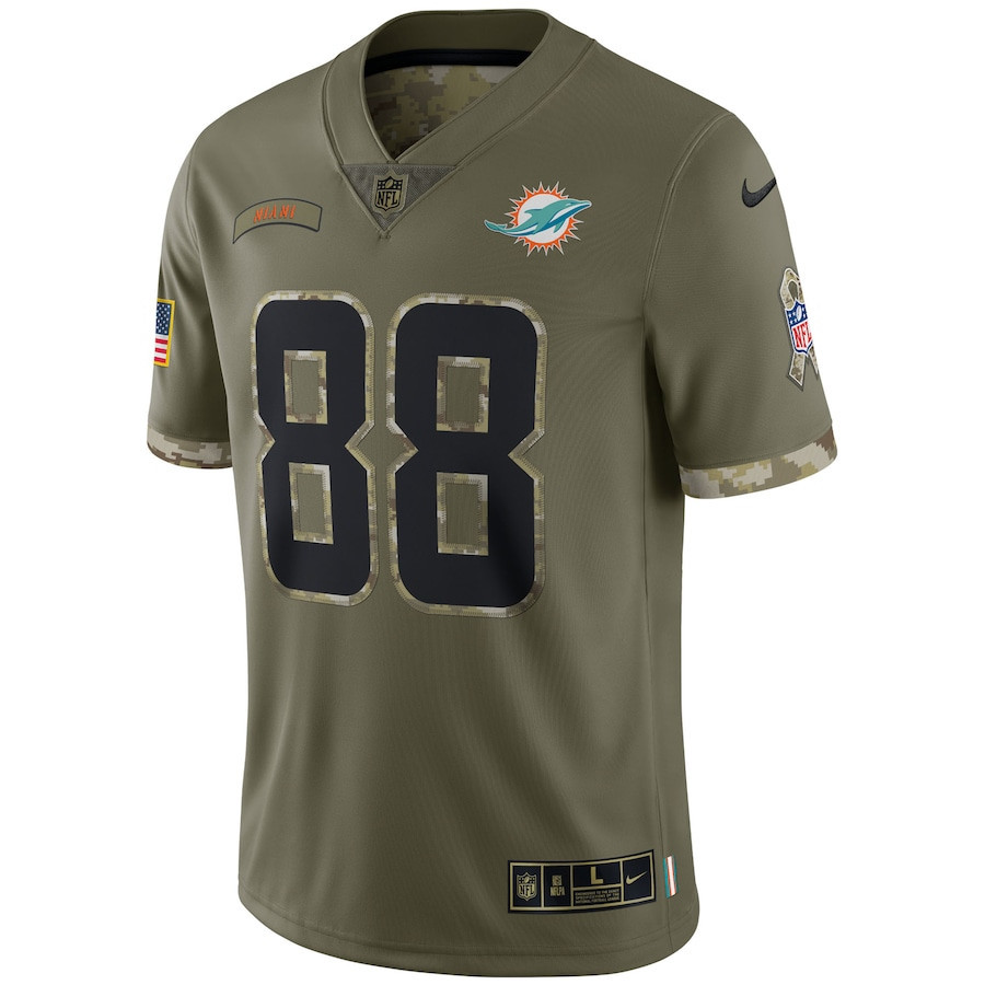 Mike Gesicki Miami Dolphins 2022 Salute To Service Limited Jersey - Olive