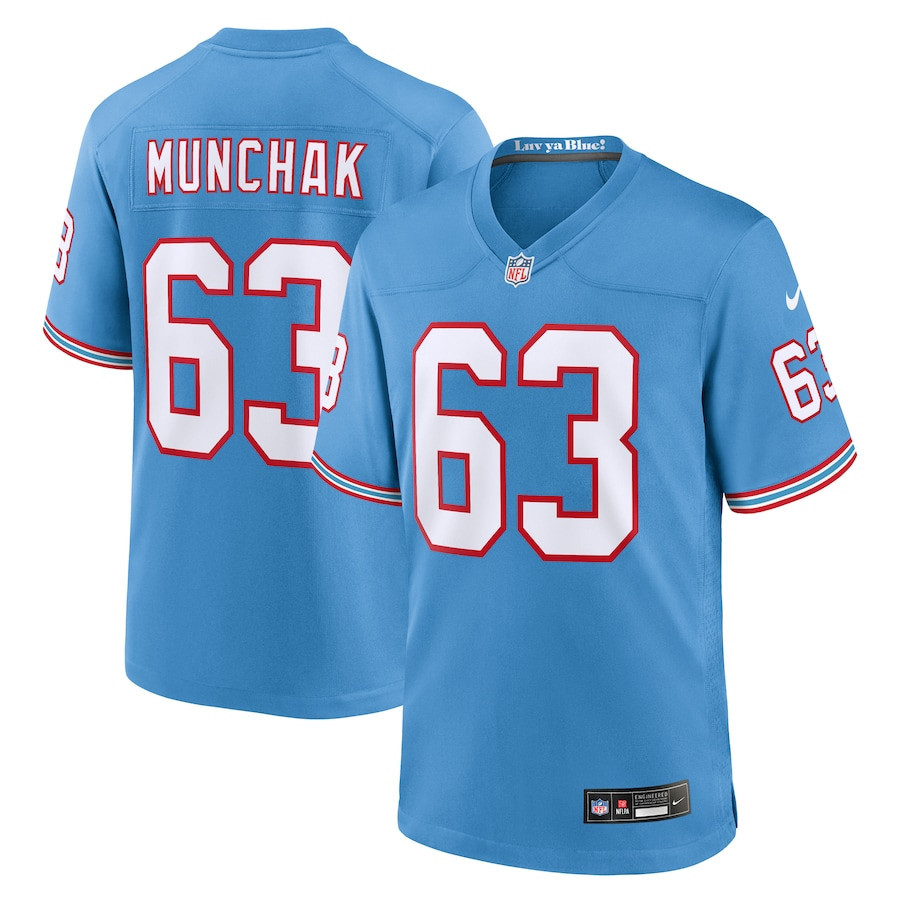 Mike Munchak 63 Tennessee Titans Oilers Throwback Alternate Game Men Jersey - Light Blue