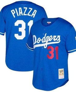 Mike Piazza Los Angeles Dodgers Mitchell And Ness Big And Tall Cooperstown Collection Mesh Button-up Jersey- Royal