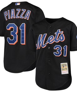 Mike Piazza New York Mets Mitchell And Ness Cooperstown Collection Mesh Batting Practice Jersey Black Mlb