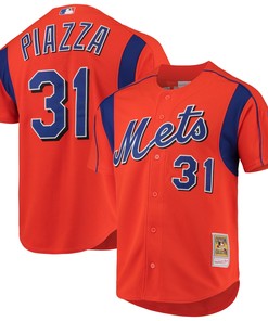 Mike Piazza New York Mets Mitchell & Ness Cooperstown Collection Mesh Batting Practice Jersey - Orange Mlb