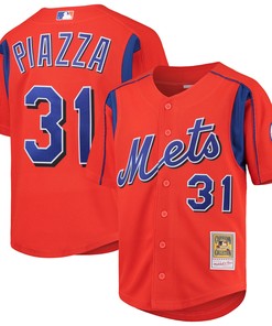 Mike Piazza New York Mets Mitchell & Ness Cooperstown Collection Mesh Batting Practice Jersey - Orange Mlb