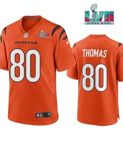 Mike Thomas 80 Cincinnati Bengals Super Bowl LVII Men Game Jersey- Orange