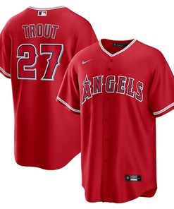Mike Trout 27 Los Angeles Angels Alternate Player Name Jersey - Red