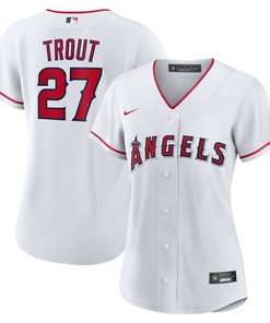 Mike Trout Los Angeles Angels Womens Home Replica Player Jersey White Mlb