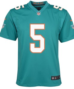Mike White 5 Miami Dolphins Youth Game Jersey - Aqua
