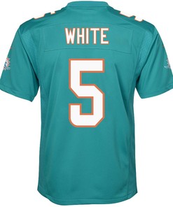 Mike White 5 Miami Dolphins Youth Game Jersey - Aqua