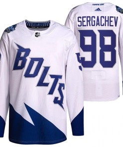 Mikhail Sergachev 2022 Stadium Series Lightning 98 White Primegreen Jersey Jersey