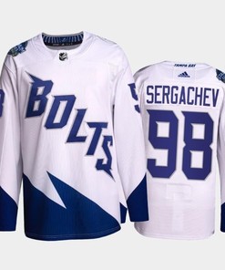Mikhail Sergachev Lightning 2022 Stadium Series White Primegreen Jersey, Men Jersey
