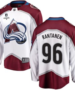 Mikko Rantanen 96 Colorado Avalanche Stanley Cup 2023 Playoffs Patch Away Breakaway Men Jersey - White