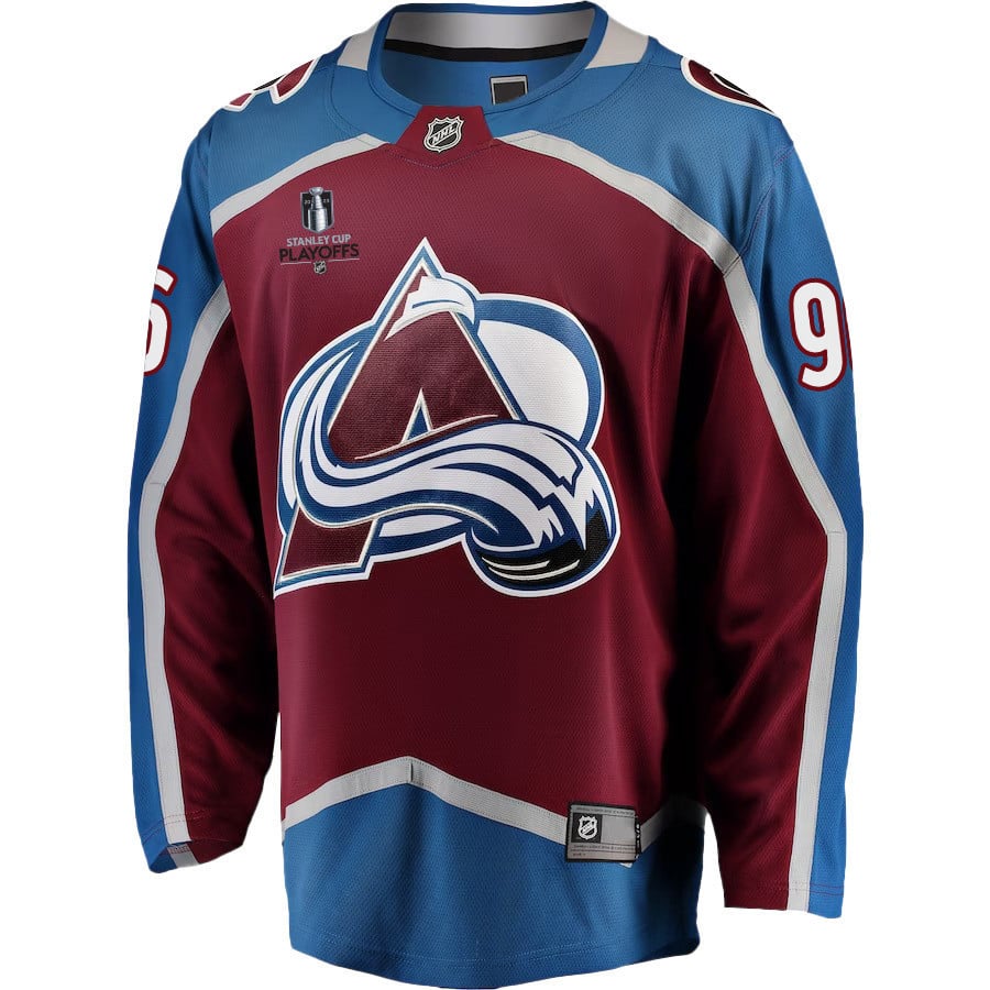 Mikko Rantanen 96 Colorado Avalanche Stanley Cup 2023 Playoffs Patch Home Breakaway Men Jersey - Burgundy