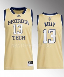 Miles Kelly 13 Georgia Tech Yellow Jackets Beige Jersey 2022-23 Swingman Basketball